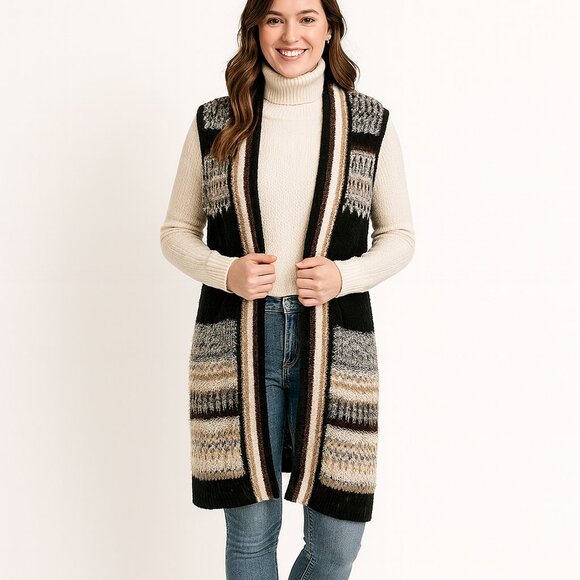 EST. 1946 Longline Textured Knit Sweater Vest | Size XL | Boho Layering Piece - Picture 1 of 5